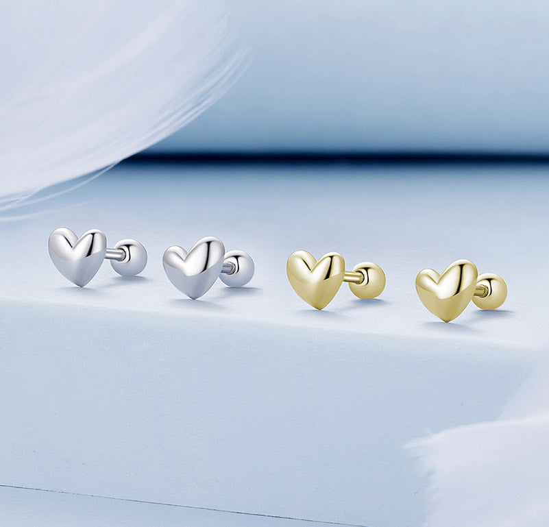 Heart Stud Earrings in 925 Sterling Silver - Aspect Jewellery#color_gold