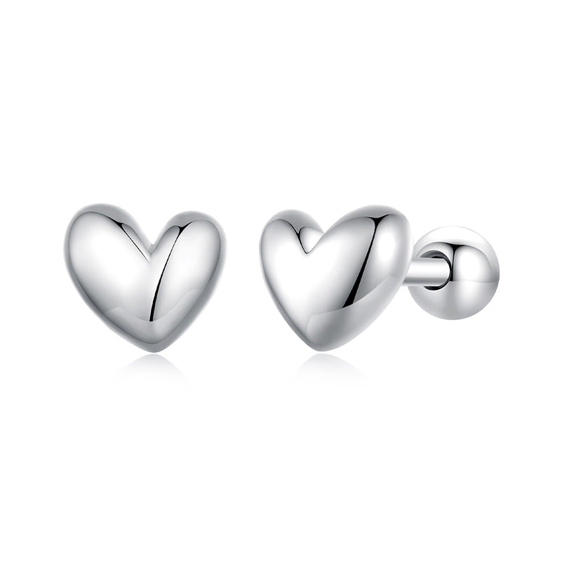 Heart Stud Earrings in 925 Sterling Silver - Aspect Jewellery#color_silver