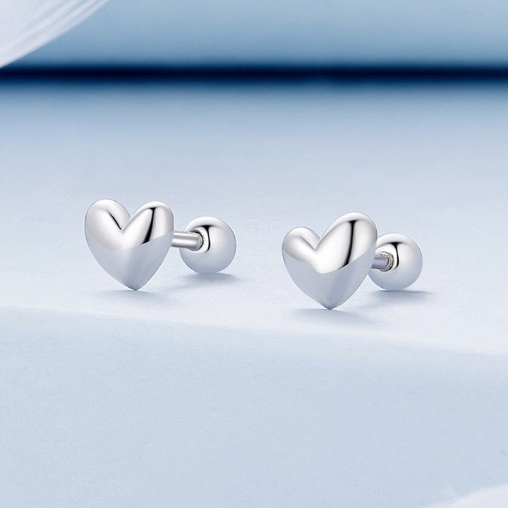 Heart Stud Earrings in 925 Sterling Silver - Aspect Jewellery#color_silver