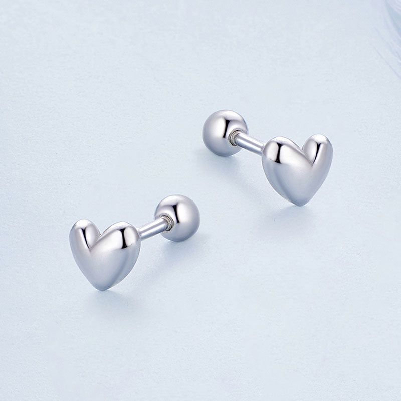 Heart Stud Earrings in 925 Sterling Silver - Aspect Jewellery#color_silver