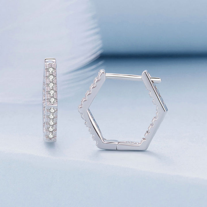 Hexagonal Geometric Earrings in 925 Sterling Silver - Aspect Jewellery