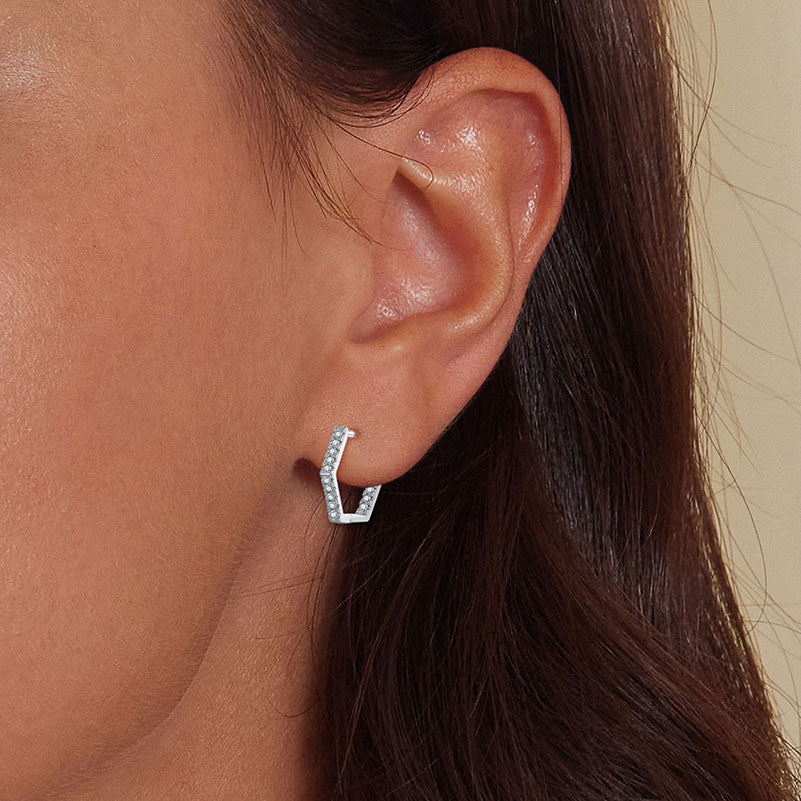 Hexagonal Geometric Earrings in 925 Sterling Silver - Aspect Jewellery