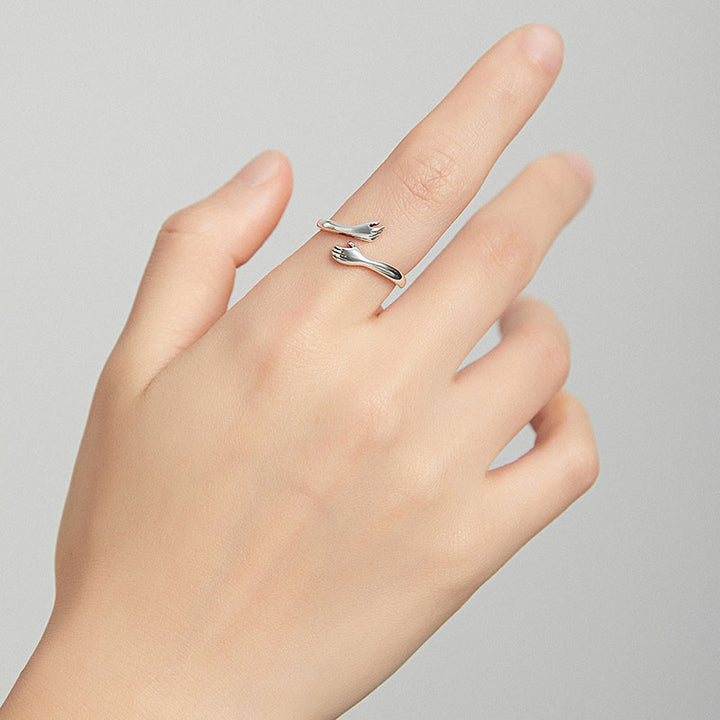 Love Hug Adjustable Ring in Sterling Silver - Aspect Jewellery