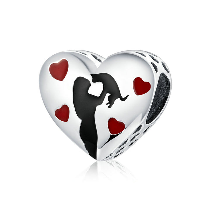 I Love Cats Heart Charm Pendant in 925 Sterling Silver - Aspect Jewellery