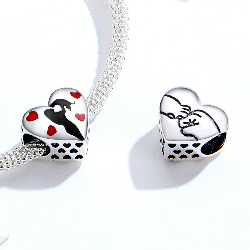 I Love Cats Heart Charm Pendant in 925 Sterling Silver - Aspect Jewellery