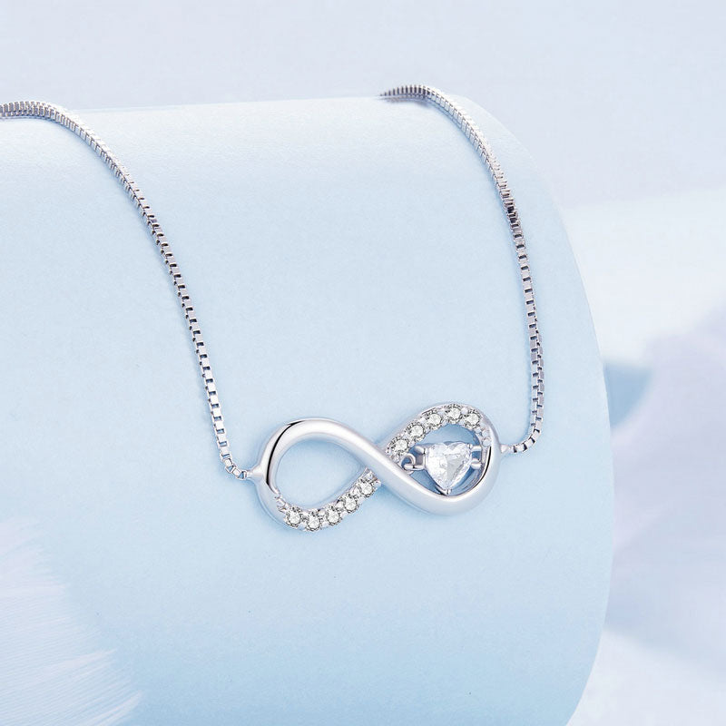 Forever Infinite Crystal Necklace in 925 Sterling Silver - Aspect Jewellery