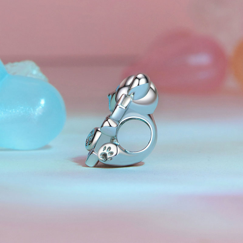 Initial I Letter Cute Teddy Bear Charm in 925 Sterling Silver - Aspect Jewellery