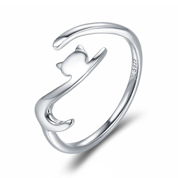 Lazy Cat Adjustable Ring in Sterling Silver - Aspect Jewellery