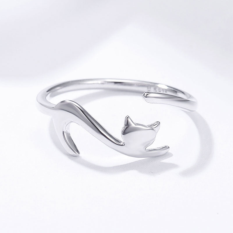 Lazy Cat Adjustable Ring in Sterling Silver - Aspect Jewellery