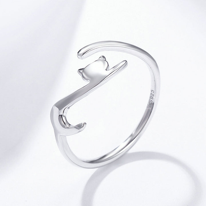 Lazy Cat Adjustable Ring in Sterling Silver - Aspect Jewellery