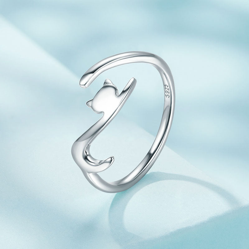 Lazy Cat Adjustable Ring in Sterling Silver - Aspect Jewellery