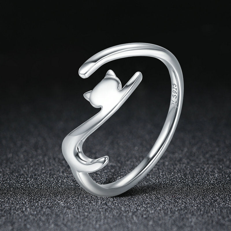 Lazy Cat Adjustable Ring in Sterling Silver - Aspect Jewellery