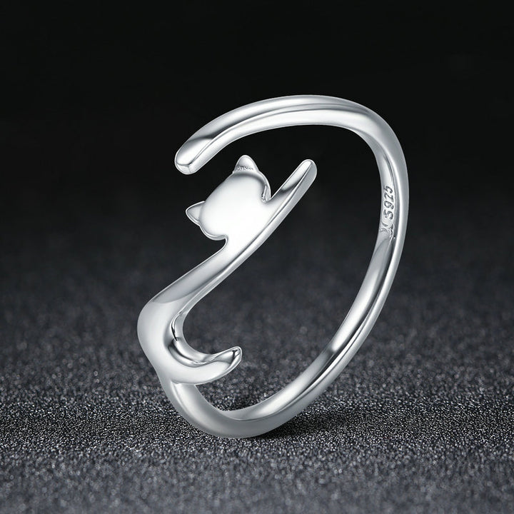 Lazy Cat Adjustable Ring in Sterling Silver - Aspect Jewellery