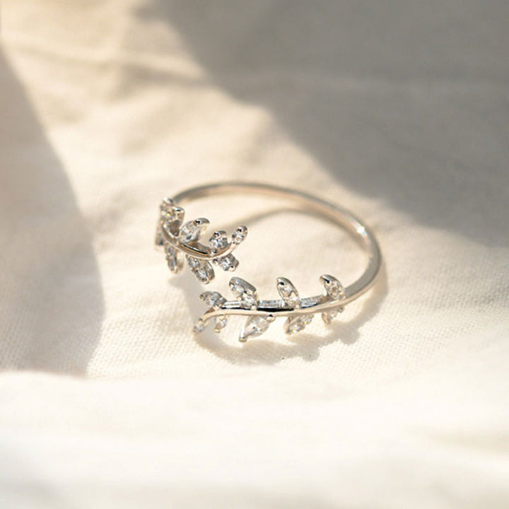 Delicate Leaf Adjustable Ring in Sterling Silver - Aspect Jewellery#color_silver