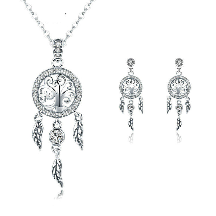 Life Tree Dreamcatcher Jewellery Set in 925 Sterling Silver - Aspect Jewellery