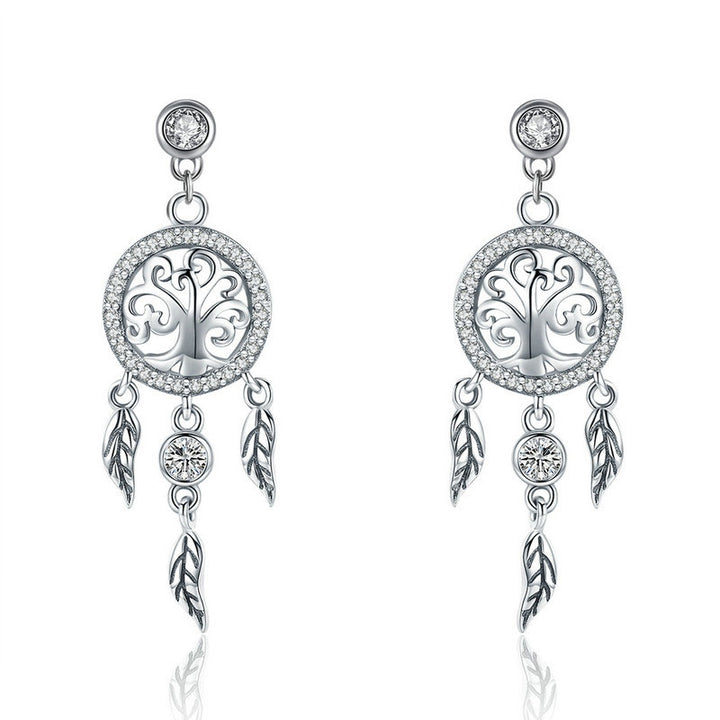 Life Tree Dreamcatcher Earrings in 925 Sterling Silver - Aspect Jewellery