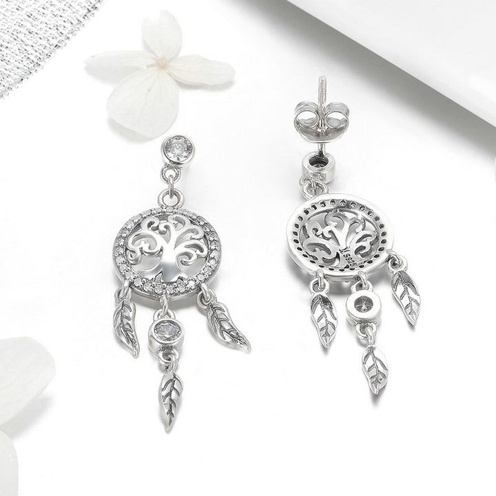 Life Tree Dreamcatcher Earrings in 925 Sterling Silver - Aspect Jewellery