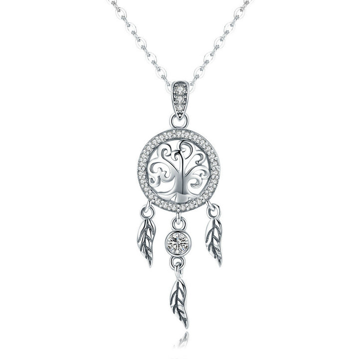 Life Tree Dreamcatcher Necklace in 925 Sterling Silver - Aspect Jewellery