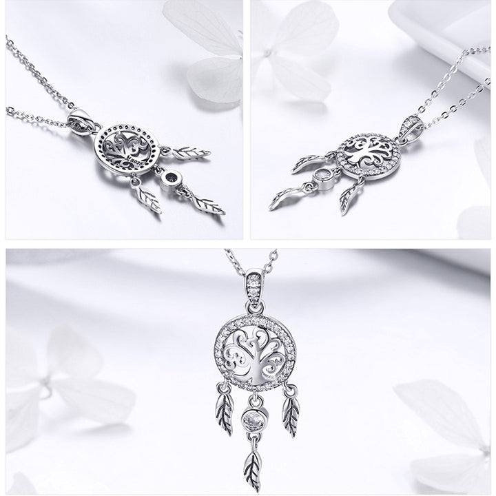 Life Tree Dreamcatcher Necklace in 925 Sterling Silver - Aspect Jewellery