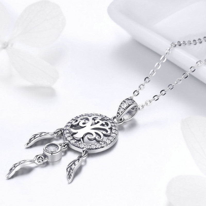 Life Tree Dreamcatcher Necklace in 925 Sterling Silver - Aspect Jewellery