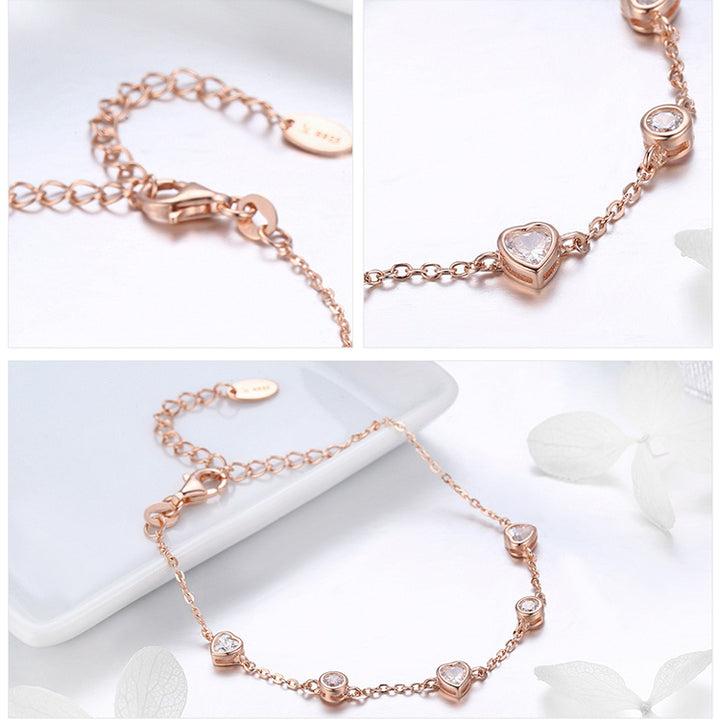 Love Key Crystal Jewellery Set in 925 Sterling Silver Rose Gold Plated - Aspect Jewellery