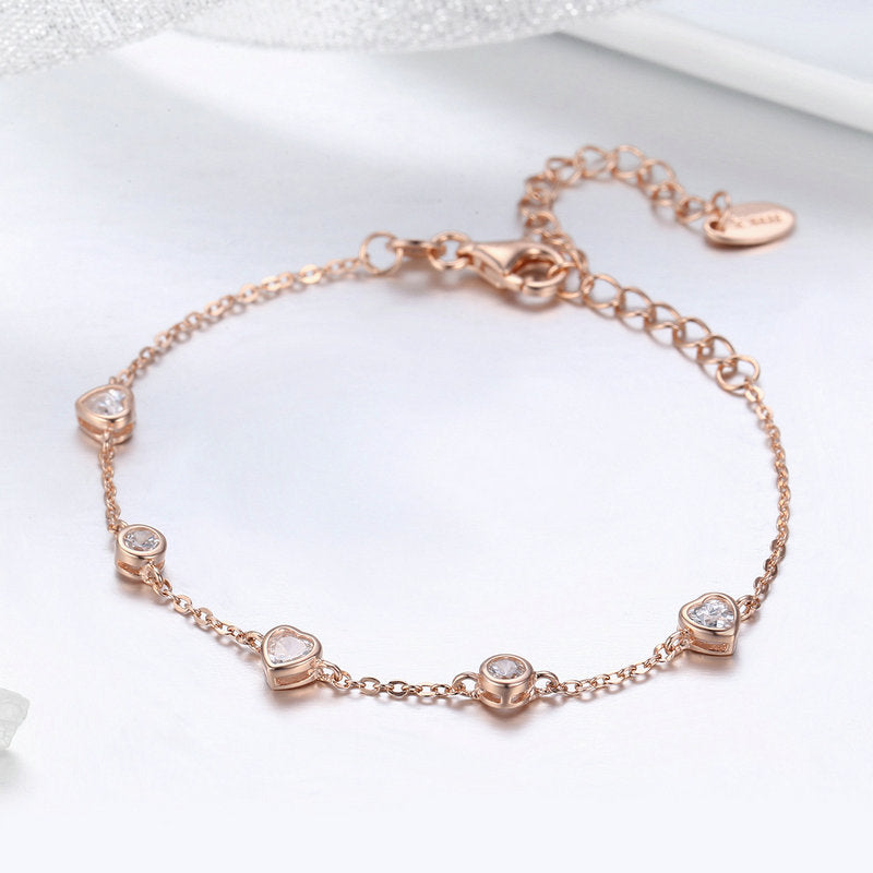 Love Key Crystal Jewellery Set in 925 Sterling Silver Rose Gold Plated - Aspect Jewellery