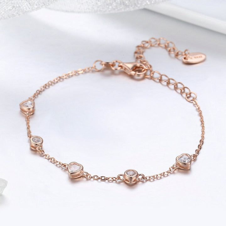 Love Key Crystal Jewellery Set in 925 Sterling Silver Rose Gold Plated - Aspect Jewellery