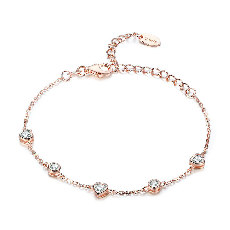 Love Crystal Bracelet Rose Gold Plated 925 Sterling Silver - Aspect Jewellery