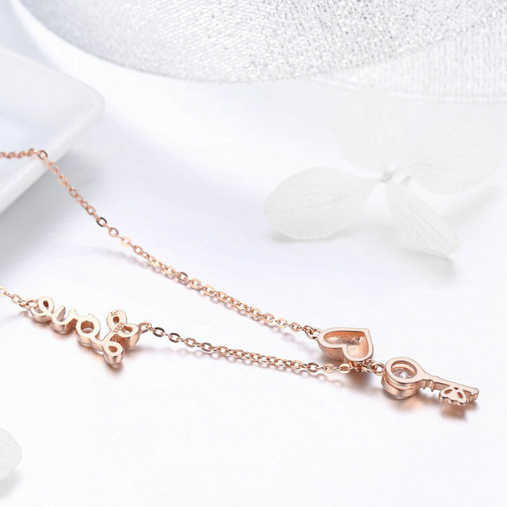 Love Crystal Necklace Rose Gold Plated in 925 Sterling Silver - Aspect Jewellery