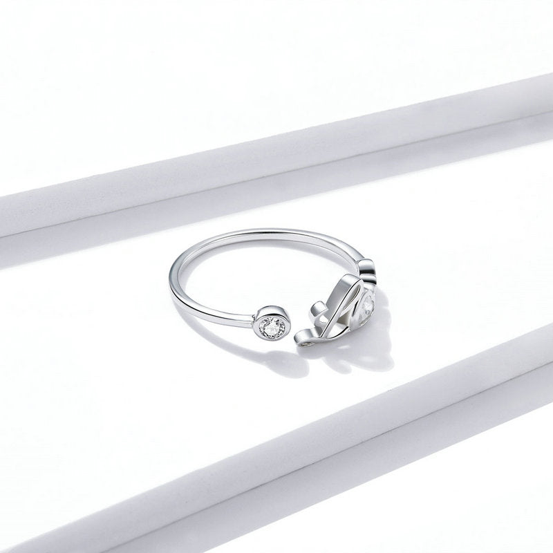 Love Script Adjustable Ring in Plated Platinum - Aspect Jewellery