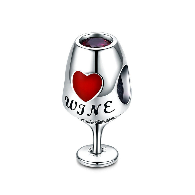 Love Wine Glass Charm in 925 Sterling Silver - Aspect Jewellery