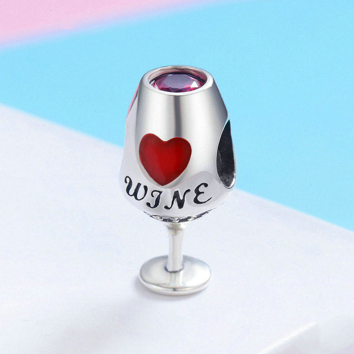 Love Wine Glass Charm in 925 Sterling Silver - Aspect Jewellery