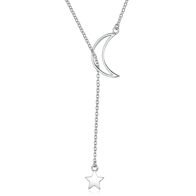 Moon and Star Necklace in 925 Sterling Silver - Aspect Jewellery