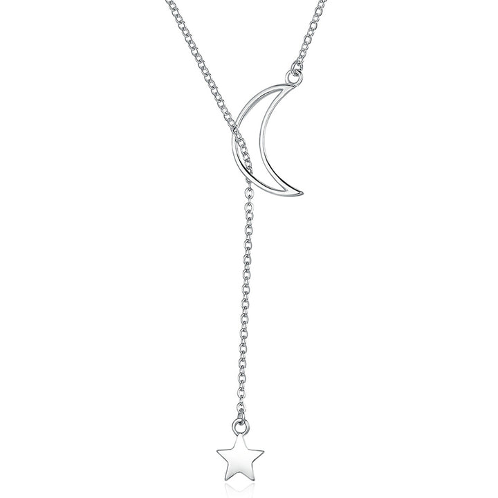 Moon and Star Necklace in 925 Sterling Silver - Aspect Jewellery#color_silver