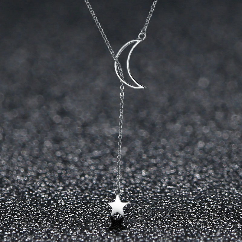 Moon and Star Necklace in 925 Sterling Silver - Aspect Jewellery