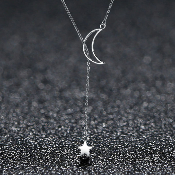 Moon and Star Necklace in 925 Sterling Silver - Aspect Jewellery#color_silver