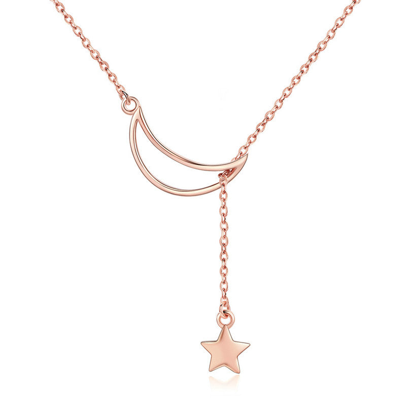 Moon and Star Necklace in 925 Sterling Silver - Aspect Jewellery