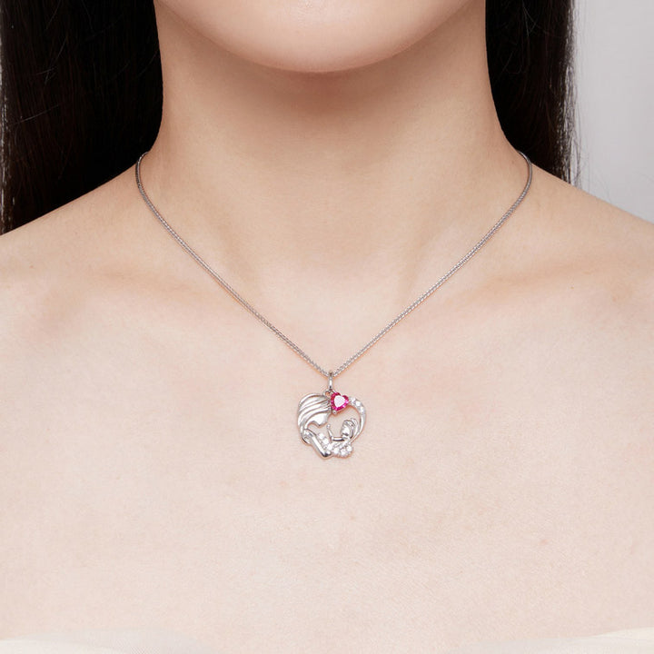 Family Mother and Child Love Heart Necklace in 925 Sterling Silver - Aspect Jewellery