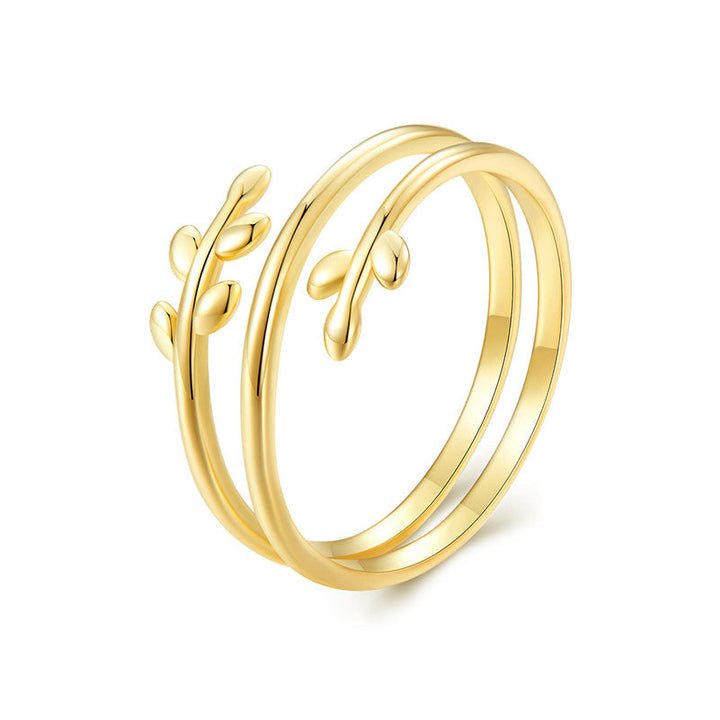 Multi-layer Twig Leaf Adjustable Ring Gold Plated - Aspect Jewellery#color_gold