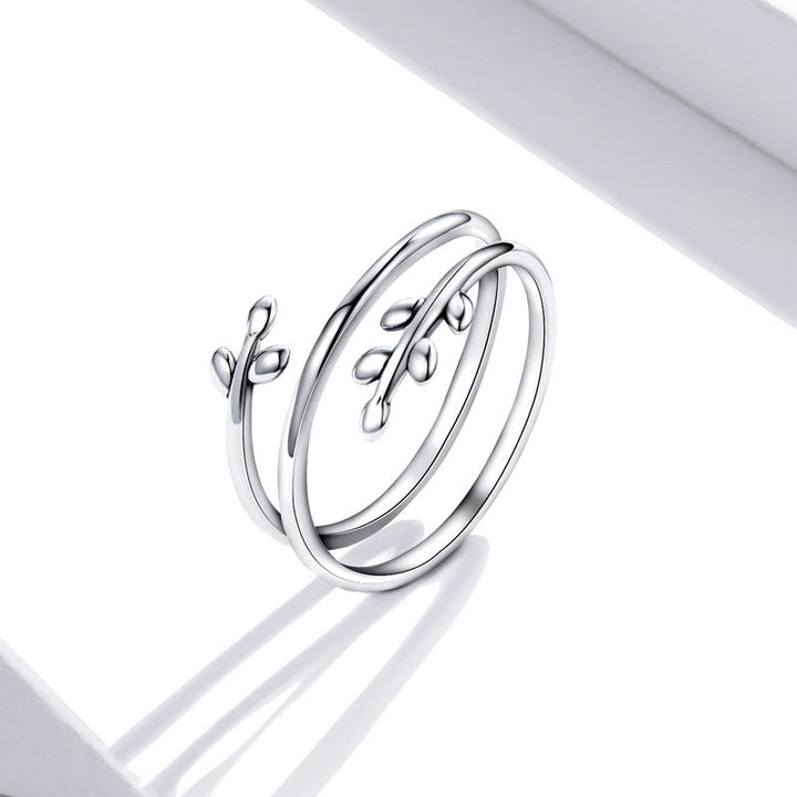 Multi-layer Twig Leaf Adjustable Ring Sterling Silver - Aspect Jewellery#color_silver