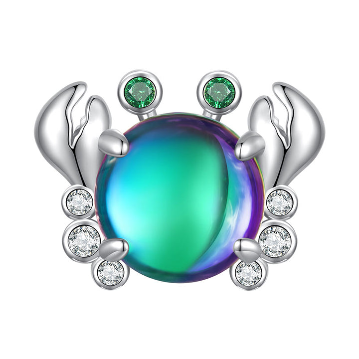 Multicolored Crab Crystal Charm in 925 Sterling Silver - Aspect Jewellery