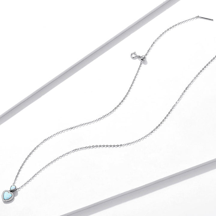 Opal Heart Necklace in 925 Sterling Silver - Aspect Jewellery