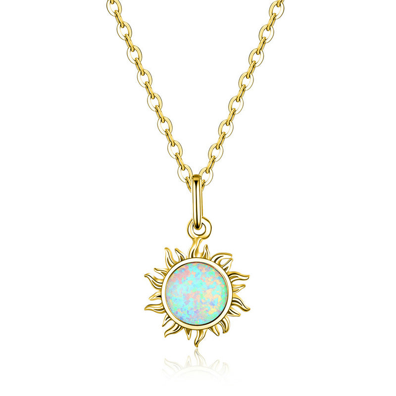 Opal Sun Necklace in 925 Sterling Silver - Aspect Jewellery#color_gold