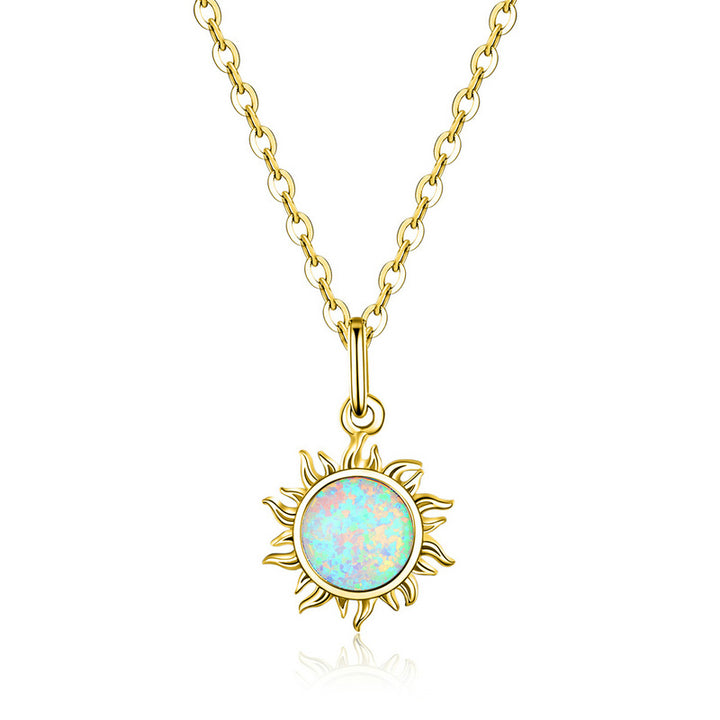 Opal Sun Necklace in 925 Sterling Silver - Aspect Jewellery#color_gold