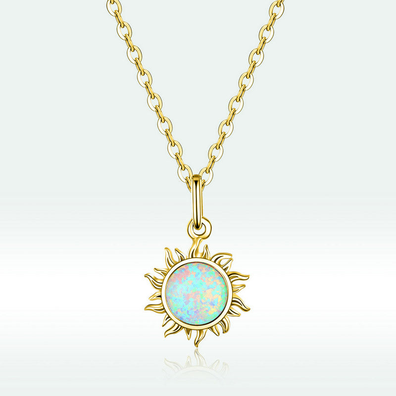 Opal Sun Necklace in 925 Sterling Silver - Aspect Jewellery#color_gold