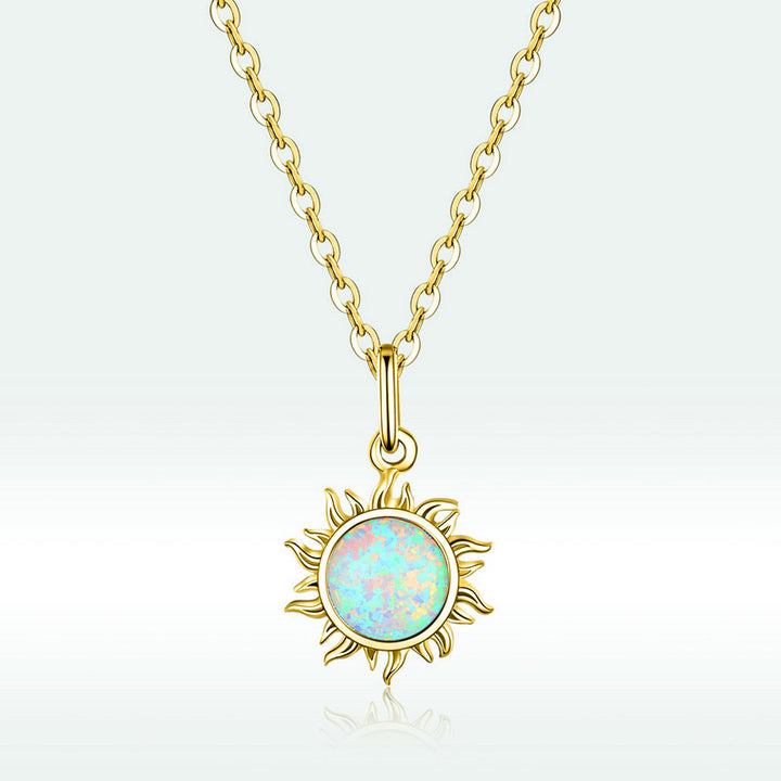 Opal Sun Necklace in 925 Sterling Silver - Aspect Jewellery#color_gold