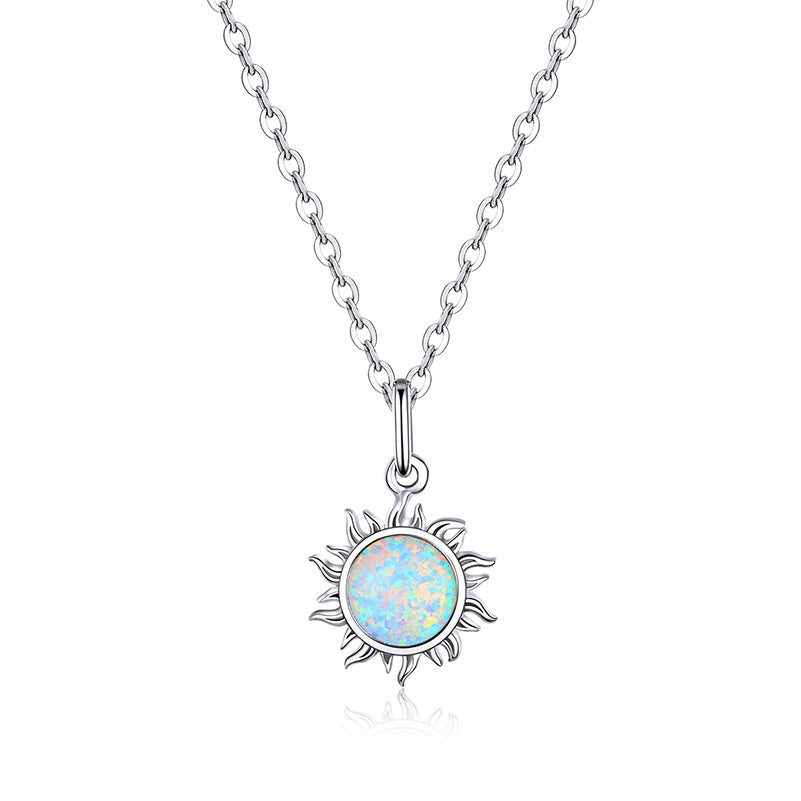 Opal Sun Necklace in 925 Sterling Silver - Aspect Jewellery#color_silver