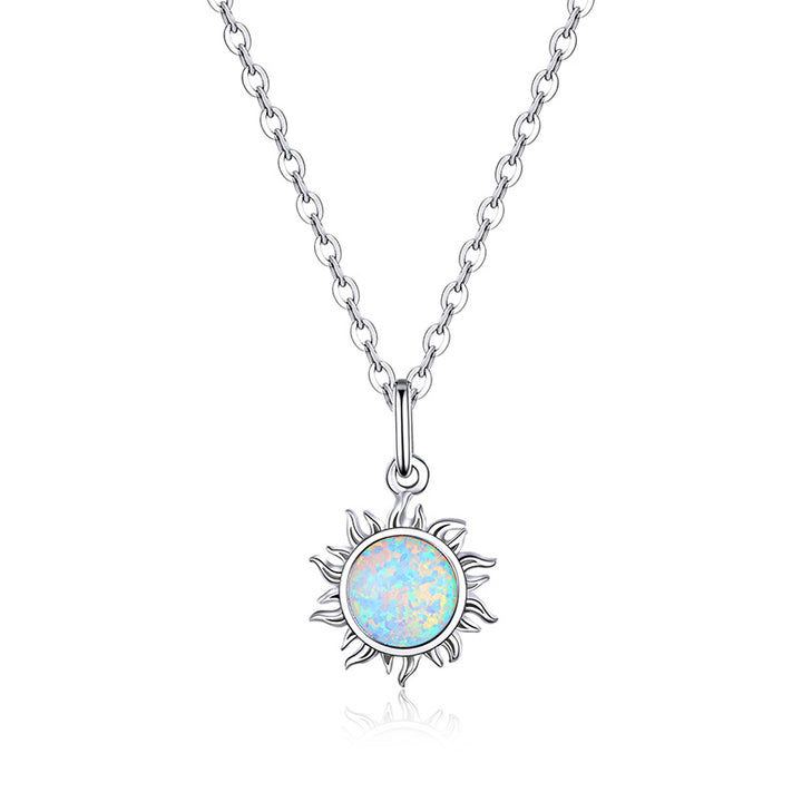 Opal Sun Necklace in 925 Sterling Silver - Aspect Jewellery#color_silver