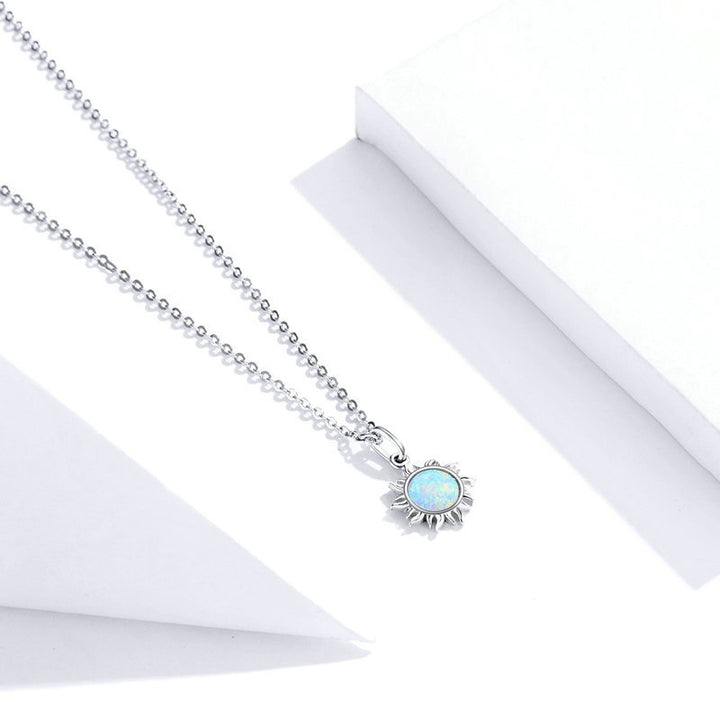 Opal Sun Necklace in 925 Sterling Silver - Aspect Jewellery#color_silver