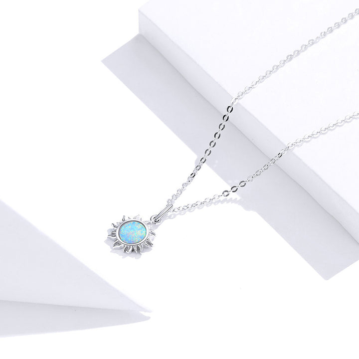 Opal Sun Necklace in 925 Sterling Silver - Aspect Jewellery#color_silver